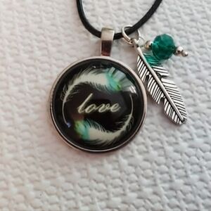 LOVE Feather Charm Necklace